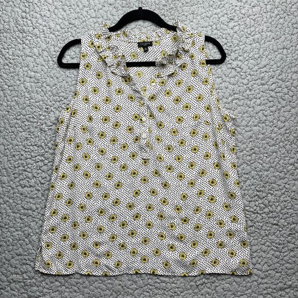 Talbots Tops - Talbots Top Medium Petite MP Sleeveless Shell Sunflower Print Ruffle Blouse